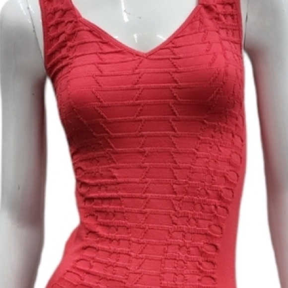 Bebe bodycon midi dress textured seamless coral red P/S - Picture 5 of 5
